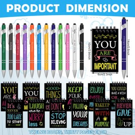 Spiareal 24 Pcs Christian Gifts Set Bulk Bible Verse Pens Christian Notebooks Scripture Ballpoint Pens Bible Quote Notepads Religious Notebooks Gifts Nurse Teachers Office Supplies(Motivational)