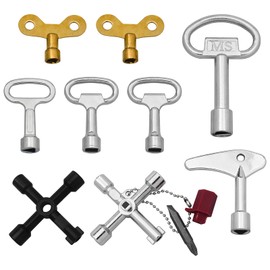 Meyola 9 Stück Universalschlüssel Wasserhahn Schlüssel, 4 Wege Service Kreuz Schlüssel, Mit Dreieck Schlüssel Dornschlüssel und Vierkantschlüssel Steckschlüsse für Stromzähler, Wasserzähler
