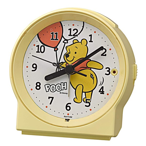 RHYTHM 8RE671MC33 Winnie the Pooh Alarm Clock Continuous Second Hand Electronic Sound Alarm Clock Yellow 3.8 x 3.6 x 2.2 inches (9.6 x 9.2 x 5.5 cm)