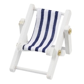 Hobbyfun Mini Lounger Chair 5 x 3.5 cm Blue/White Wooden Frame White