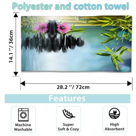 CXULIN Zen Spa Hand Towels Set of 2,Green Bamboo Flower Soft Fingertip Bath Towel Small Face Washcloths Decor Kitchen Towel for Hotel Spa Gym Sport 28x14in