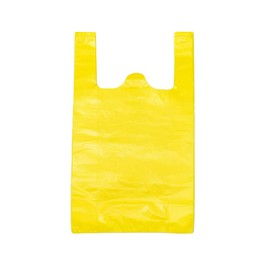 LazyMe T Shirt Bags, Plastic Bags with Handles Bulk for Grocery and Retail Shopping, Bolsas De Plastico Para Negocio, 12x20 Inch (Yellow, 100pcs)