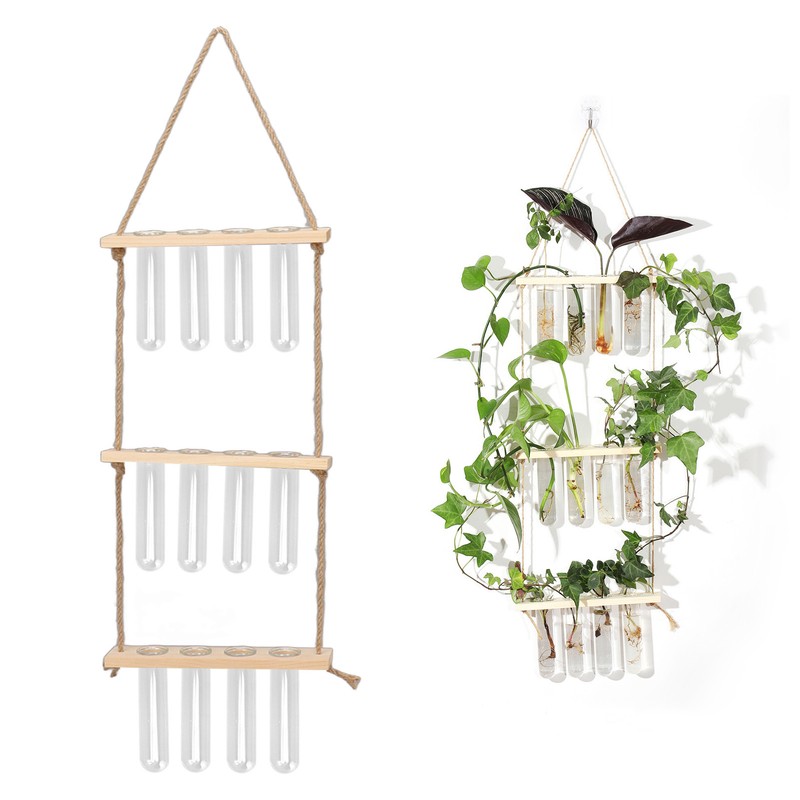 3 Tiered Wall Hanging Plant Terrarium with 12 Test Tubes
