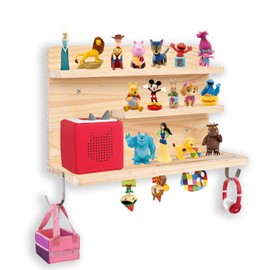 dakewang for Tonies Shelf Magnetic, Made for Tonies Storage in Children's Rooms, and Compatible with Charging Stations. (3-Tier,Wood)