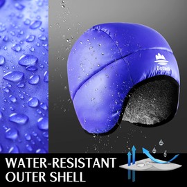 Botack Duck Down Earflap Hat, Ultra Lightweight Waterproof Windproof Down Fleece Warm Beanie Hat for Skiing Blue