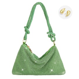 WQU Rhinestone Purse for Women Chic Bling Evening Shoulder Handbag Bling Glitter Purse Sparkly Handbag