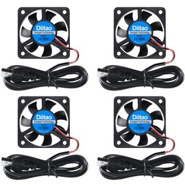 Diitao 4PCS 5010 USB Cooling Fan,DC 5V Silent Quiet DC Brushless Cooling Fans 50x50x10mm 3D Printer Cooling Fan with USB Wire Computer Fan CPU Cooler 7 Blades (5010 DC 5V)