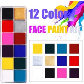 12 colores Halloween de pintura facial y corporal, paleta profesional de pintura facial a base de aceite, segura, no tóxica, pintura artística para fiestas de Halloween, vacaciones, arte, maquillaje, disfraces