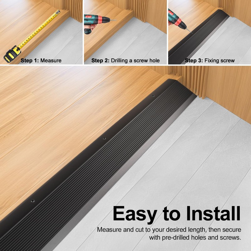 Jiekayi Aluminum Floor Transition Strip, Threshold Ramps for Doorways, Bridge