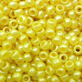 Yellow Pearl Pony Crow Beads Large Hole Made in USA 6x9mm
