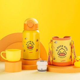 Children's Water Bottle, 16.9 fl oz (500 ml), 3-way, 316 Stainless Steel Liner, Cute Appearance, Durable, Splash-proof Lid, Straw, Thermos, Kids, Elementary School Students, Kindergarten, Thermal,