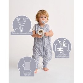 molis&co Baby Sleeping Bag with Feet 0.5 TOG, Size: 90 cm. Ideal for Summer, Blue Garden 100% cotton (Oeko-Tex 100)