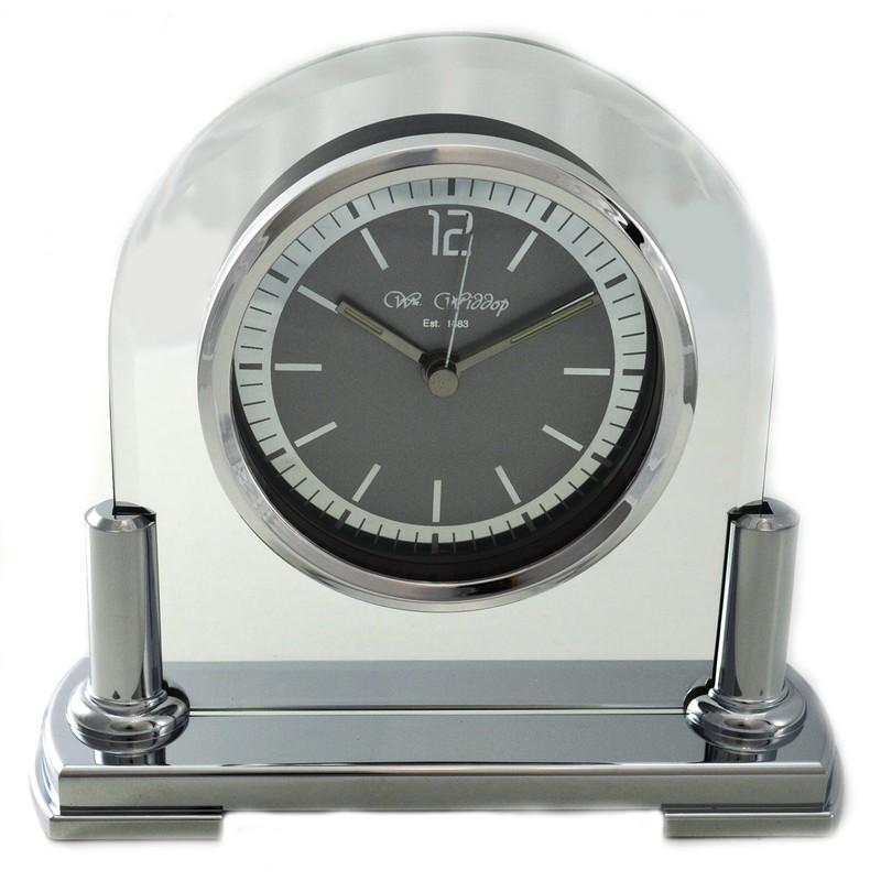 Modern Stylish Glass & Silver Two Tone Quartz Arched Design