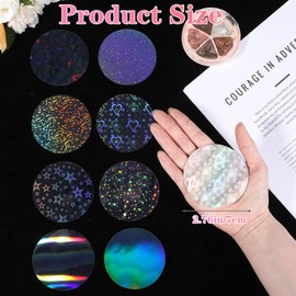 200Pcs Holographic Badge Protective Film, 8 Styles Button Maker Supplies Glittering Film, Pre-Cut 70mm (2.76 Inch) Circles for 58mm Button Maker Machine, Buttons Making Supplies, Pin Makers Supplie