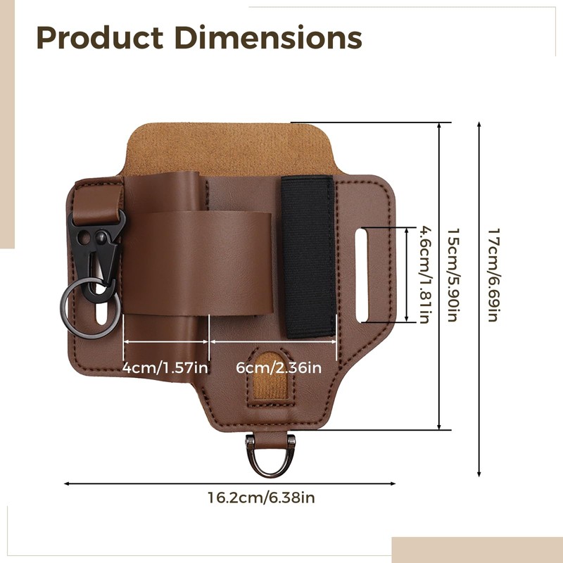 Packool Leather Multitool Sheath, EDC Tool Belt Pouch, Dark Brown