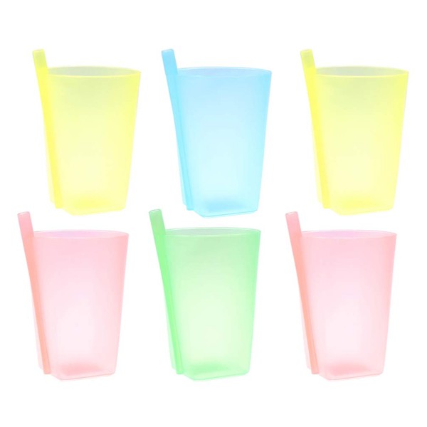 EXCEART Pack of 6 Colourful Sippy Cups with Built-in Straw