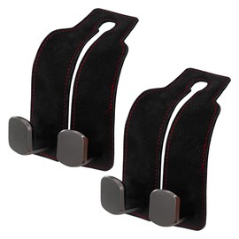 Car Seat Back Double Hooks for Headrest, Leather Car Back Seat Hooks for Purse and Bags, Upgraded 2 in 1 Purse Hook for Car Seat, Universal Vehicle Headrest Hangers for Car, Home (Black, 2PCS)