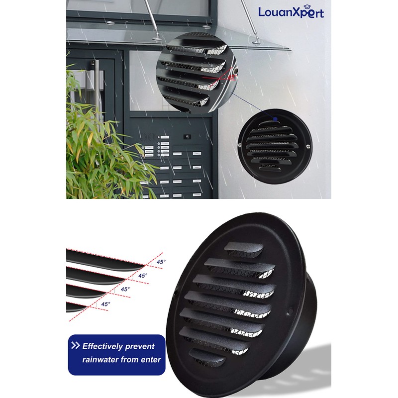 4 Inch Black Soffit Vent Cover, Louanxpert Stainless Steel Round