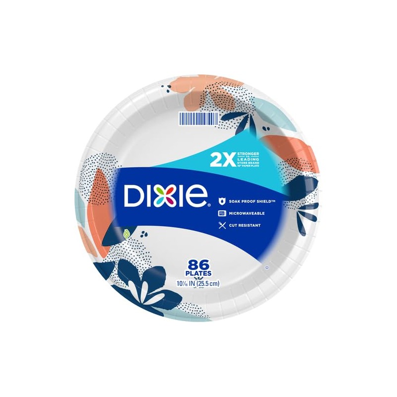 Dixie Paper Plates, Large 10 Inch | 2X Stronger |