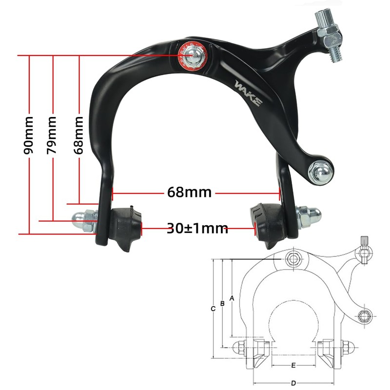 CYSKY Bike Brake, Bicycle C-Type Brakes Calipers, Aluminum Alloy Front