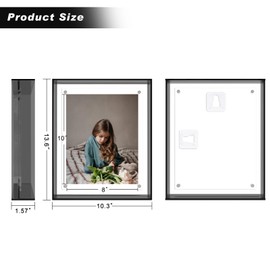 XMQMCF 8x10 Inch Acrylic Picture Frame, Black Floating Magnetic Photo Frame for Desktop or Wall Decoration