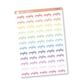 Payday Planner Stickers, Script "Payday" Labels, Rainbow Color Print Planning Stickers, F7 (S-344-R)