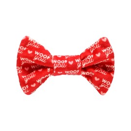 Pearhead Valentines Day Pet Bow Tie, Slide On Dog Apparel Accessories, Holiday Dog and Cat Apparel, Red Woof You Hearts Bowtie, XS/S