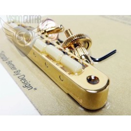 TonePros ABR1 NASHVILLE Tune-O-Matic Bridge NVR2G-G GOLD Nylon 66 Saddles