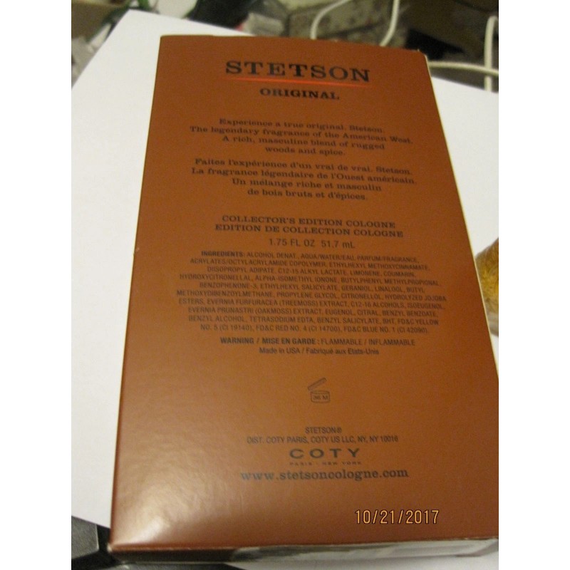 Stetson 1.75oz Original Cologne Collector Edition Bottle=brand new in box