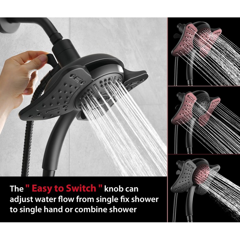 GRICH 2.5GPM Shower Heads with Handheld Spray Combo: High Pressure
