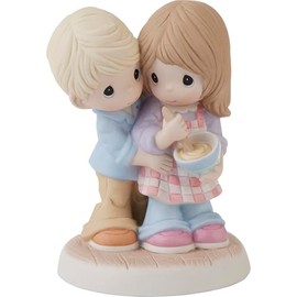 Precious Moments Couples Figurine | Couple Back Hug While Baking Figurine | I’ll Hold You Now and Always Bisque Porcelain Figurine
