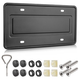 RED WOLF Stainless Steel License Plate Frame Holder Frame Backing Reinforce Bracket 6 x 12 Inch Car Tag for SUV Pickup Truck Trailer Front Rear Bumper w/o Obstruction with Screw Accessories