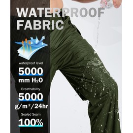 ZITY Men's Rain Over Pants Waterproof Heavy Duty Thick Hiking Pants Golf Pants with Lightweight Packable Bag Army Green 3XL