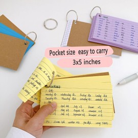 YIHUANYIFA Colored Index Cards 3x5 Inches Flash Cards with Ring Lined Ruled Study Card for School Learning, Studying Memory Office College Recipe Game Cards (10 color-1000pcs)