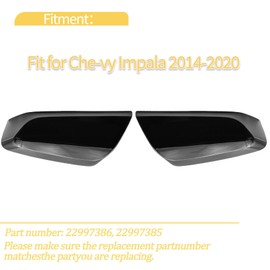 Gloss Black Side Mirror Caps for Accessories, Mirror Covers Cap Compatible with Che-vy Impala 2014 2015 2016 2017 2018 2019 2020 Replace 22997386, 22997385