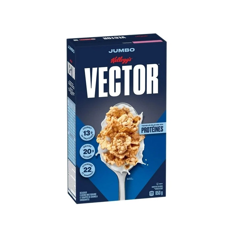 Vector Kellogg's Vector Protein Breakfast Cereal, Jumbo, 850g (2 Pack)