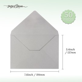 JAGERGREEN 50 Pack 5" x 7" Self Seal Envelopes, Grey Blank C5 C6 Envelopes for Wedding Invitation, Envelope 137 x 193mm 150gsm for Greeting Cards,Birthday, Baby Shower, Thank You Cards, Anniversary