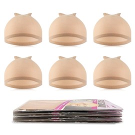 SHINEWIGHAIR 6 pieces Light Brown Stocking Wig Caps Stretchy Nylon Wig Caps for Women (6PCS-C)