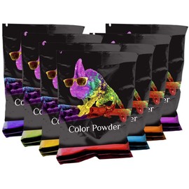 Chameleon Colors Rainbow Color Powder Packets, 7 Individual Holi Color Packets, Color Races, Birthday Parties, and Photography Smoke. Red, Orange, Yellow, Green, Blue, Magenta, and Purple Powder.