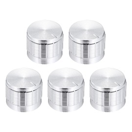 uxcell 5pcs Potentiometer Knob Knurled Shaft Silver Aluminum 6mm Shaft Dia. Rotary Knob 21mmx17mm Guitar Volume Control Knob