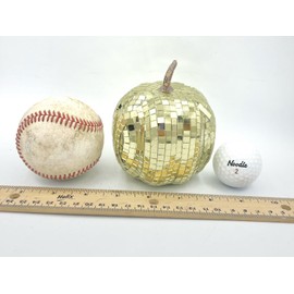 5" Gold Disco Mosiac Mirror Pumpkin, autumn fall decor