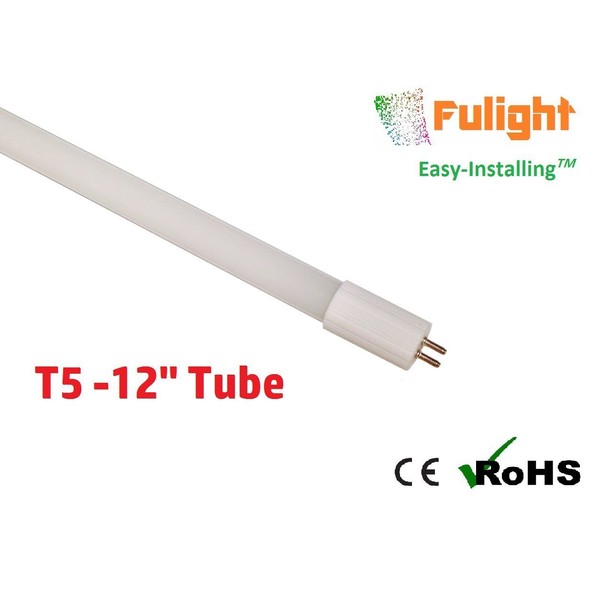 Fulight HE80-T5-4W 4W 12-Inch F8T5 Double-End Powered LED Tube Light, (12-30V DC) COOL 4000K for Motorhome/RV