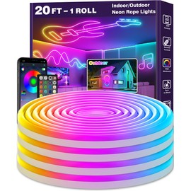 20Ft Neon Rope Lights,Flexible Led Rope Lights Control with App/Remote,Multiple Modes Rope Lights,IP65 Outdoor RGB Led Neon Lights Waterproof,Music Sync Gaming Led Neon Light Strip for Bedroom Decor