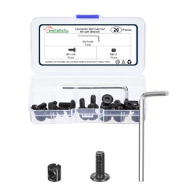 METALLIXITY Furniture Connector Bolts Cap Nut Kit with Wrench(M6-1x16mm) 20Pcs, Connector Bolts M6 Screw Barrel Nuts Binding Screws, for Chair Cabinet Bed, Black