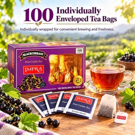 Impra Blackcurrant Ceylon Black Tea – 100 Count (Pack of 1)