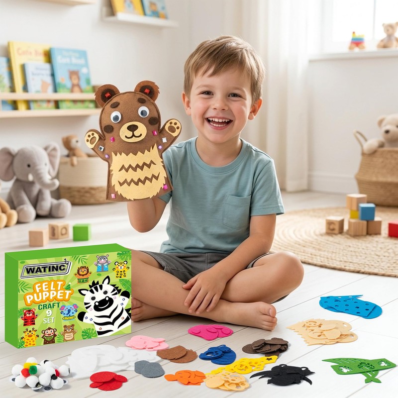 Hand Puppet Making Kit, Felt Glove Puppet Toys for Kids