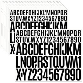 Jiepuxiter 10 Sheets 780 Pcs Vinyl Letter Number Stickers Waterproof Mailbox Number Stickers Self-Adhesive Alphabet Number Stickers for Mailbox,Door,Window,Cars,Boats,Address Number (Black, 1in&2in)