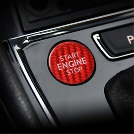 M.JVisun Red Ignition Starter Switch Sticker for VW for Volkswagen Bora CC C-Trek Passat for Tiguan T-Cross Start Stop Engine Button Cover Genuine Carbon Fiber Material