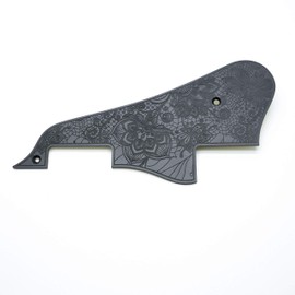 SCORELAY PICKS SC-GPL012 Black Acrylic Pickguard for Les Paul [Flower Engraving]