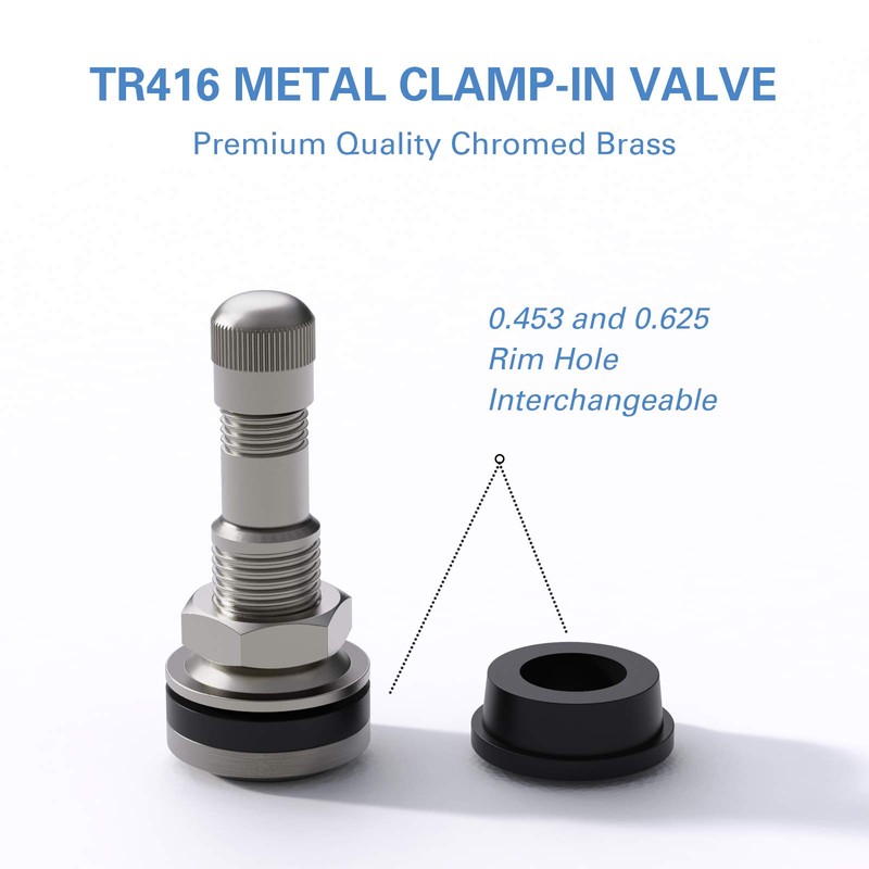 CKAUTO 25 Pieces TR416 Metal Valve Stems Outer Mount Fits